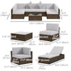 9 Pieces Wicker Patio Furniture Set with Cushion, Light Grey