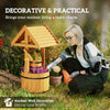 Wood Wishing Well Outdoor Wooden Planter with Hanging Bucket and Drainage Hole for Garden, Patio, Backyard, Orange