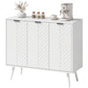 Modern Sideboard and Buffet, Dining Room Cabinet with Adjustable Shelves and 3 Doors, White