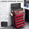 14 Drawer Rolling Tool Chest, Lockable Tool Storage Cabinet with Detachable Top Toolbox, Protective Liner, Red