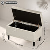 Storage Ottoman, Linen Fabric End of Bed Bench with Button Tufted Storage Bench for Bedroom, Beige