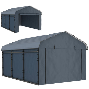 10' x 15' Metal Carport, Heavy Duty Garage Car Shelter with Galvanized Metal Roof and Removable Sidewalls