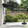 Half Outdoor Patio Umbrella with Solar LED Lights Half Umbrella with Crank 105.1