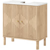 Floor Standing Bathroom Vanity, Bathroom Vanity Cabinet with Adjustable Shelf, Oak