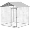 6.6' x 6.6' x 7.8' Outdoor Dog Kennel Heavy Duty Galvanized Steel Chain Link with UV-resistant Roof