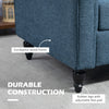 Vintage Loveseat, Upholstered Love Seat Furniture, Chenille-feel Fabric 2 Seater Sofa Couch with Rolled Arms, Gourd-Shaped Rubber Wood Legs for Living Room, Dark Blue