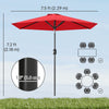 Patio Sun Umbrella, Outdoor Parasol with 6 Ribs, Wine Red