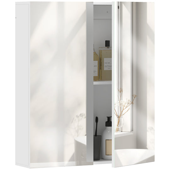 Wall Mounted Mirror Cabinet, Bathroom Medicine Cabinet with Mirror, 2 Doors, Adjustable Shelf and Soft Close Mechanism
