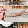 Outdoor Grill Cart Table with Foldable Side Table, BBQ Grill Stand with Stainless Steel Top & Hooks, 45.7