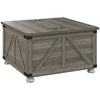 Farmhouse Coffee Table, Square Center Table with Flip-top Lids, Hidden Storage Compartment and Wooden Legs, Distressed Grey
