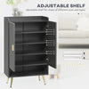 Entryway Shoe Storage Cabinet, Narrow Shoe Cabinet with Adjustable Shelves and Open Shelf for 15 Pairs of Shoes, Grey