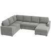 Pull Out Sofa Bed, Sleeper Sofa Couch with Hidden Storage, Chaise Lounge, Velvet Upholstery, U-Shaped Futon Couch