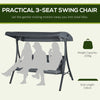 3-Person Patio Swing Chair, Outdoor Porch Swing Bench with Adjustable Canopy, Cushioned Seat, Dark Grey