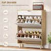Narrow Shoe Cabinet for Entryway with 2 Flip Drawers, Top Drawer and Adjustable Shelves for 12 Pairs of Shoes, Black