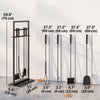 Fireplace Tools Set 5 Pieces Metal Fire Place Kit with Brush, Shovel, Poker, A Pair of Tongs, Stand, Black