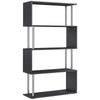 5-Tiers Geometric Wooden Bookcase S-Shaped Storage Bookshelf Display with Metal Frame for Living Room, Bedroom, Home Office, Black