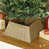 Rustic Christmas Tree Skirt, Plastic Christmas Tree Collar for Party, Holiday, Home Decoration, Natural