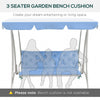 3-Seater Outdoor Bench Swing Chair Replacement Cushions for Patio Garden, Light Blue