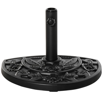 20 lb Heavy Duty Half Umbrella Base, Outdoor Concrete Umbrella Stand, Patio Half Round Base for Market Umbrella, Black