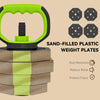 Soozier 6-in-1 Adjustable Dumbbell Set, Used as Kettlebell, Barbell, Dumbbell, Push-Up Stand, 66lbs Free Weights Set, Green