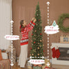 7.5ft Christmas Tree with Colourful DIY Synchronized LEDs, Hinged Pencil Xmas Tree with Remote, Daily Timer, Green