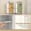 Farmhouse Bathroom Storage Cabinet, Bathroom Floor Cabinet with Barn Doors and Adjustable Shelves, White