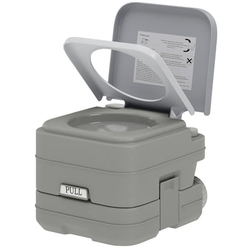 Portable Camping Toilet, Porta Potty with 2.6 Gal Waste Tank & 2.6 Gal Flush Tank, Leak-Proof and Odourless
