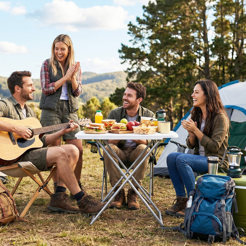 Folding Picnic Table 5-Level Height Adjustment, Portable Camping Table for Outdoor Indoor Use 30
