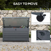 82 Gallon Garden Storage Box, Waterproof Outdoor Storage Container with Wheels and Handles, Dark Grey