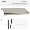 10' x 8' Retractable Awning, 280gsm UV Resistant Sunshade Shelter, for Deck, Balcony, Yard