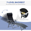Heavy-duty Adjustable Folding Reclining Chair Outdoor Sun Lounger Patio Chaise Lounge Garden Beach Gravity Lounge with Pillow, 7 Adjustable Backrest Positions, Black