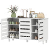 Shoe Cabinet with 3 Slatted Doors, 3-tier Shelving Rack Cabinet with Adjustable Shelves for 15 Pairs of Shoes, White