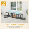 Outdoor Cat Tunnel, Wooden Play Cat Enclosure, Extendable Pet Run with 3 Doors, for Indoor and Outdoor Use, Grey
