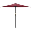 9ft Half Round Umbrella Outdoor Patio Garden Balcony Parasol Window Sun Shade w/ 5 Ribs Wine Red