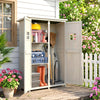Abri de jardin en bois de 4 x 1,5 pi, rangement extérieur avec fenêtres et double porte pour jardiniers, gris