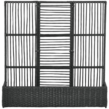 Raised Garden Bed with Lattice Trellis, Rattan Outdoor Planter with Storage for Garden, Patio, Balcony, Black