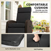 Wicker Recliner Chair with Adjustable Backrest and Footrest, Washable Cushion, Side Tray, Black