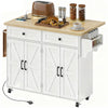 Kitchen Island with Storage, Rolling Kitchen Cart with Charging Station, Drop Leaf, Spice Rack, Towel Rack, Drawers, White