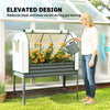 Galvanised Raised Garden Bed with Greenhouse Cover, Metal Elevated Planter Box with Bed Liner, Bottom Shelf, Dark Grey