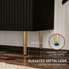 Modern Kitchen Storage Cabinet, Sideboard Buffet Cabinet with Adjustable Shelves and Metal Legs for Kitchen, Black