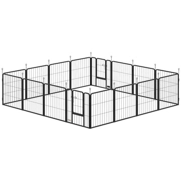 16 Panels Dog Playpen with Straps, Portable & DIY, for Small Dogs, for Yard, RV, Camping, Garden, 24