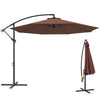 10' Deluxe Patio Umbrella, Outdoor Market Parasol, Banana Hanging Offset Sunshade with Crank, Cross Base, Coffee