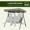 3-Seater Outdoor Porch Swing with Adjustable Canopy, Patio Swing Chair for Garden, Poolside, Backyard, Green and Brown