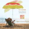 6FT Beach Umbrella Tilt Sunshade Height Adjustable Outdoor Market Patio Yard Crank Deck Sun Shade, Multi-color