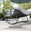 Oversized Rattan Patio Egg Chair, Outdoor Rocking Chair with Padded Cushion for Indoor, Porch, Grey