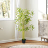 4FT Artificial Bamboo Tree Faux Decorative Plant in Nursery Pot for Indoor Décor