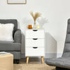 Bedside Table, Modern Nightstand with 3 Drawers, Side End Table with Wood Legs for Living Room, Bedroom, White