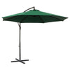 9.7ft Offset Patio UmbrellaCantilever Parasol with Crank Handle, 8 Ribs and Cross Base for Outdoor, Sun Shade, Green