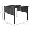 10' x 10' Metal Pergola, Outdoor Pergola with Retractable Canopy, for Garden, Patio, Backyard, Deck, Charcoal Grey