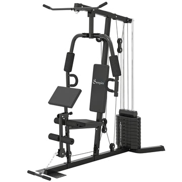 Soozier Multifunction Home Power Exercise Gym System Weight Training Exercise Workout Station Fitness Strength Machine for Whole Body Training